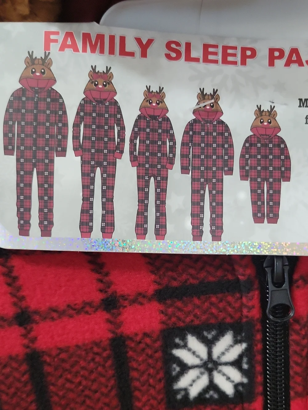 Family Sleep Pajamas Red Plaid Kids Pajamas with Reindeer With Bow Hood 6/6x